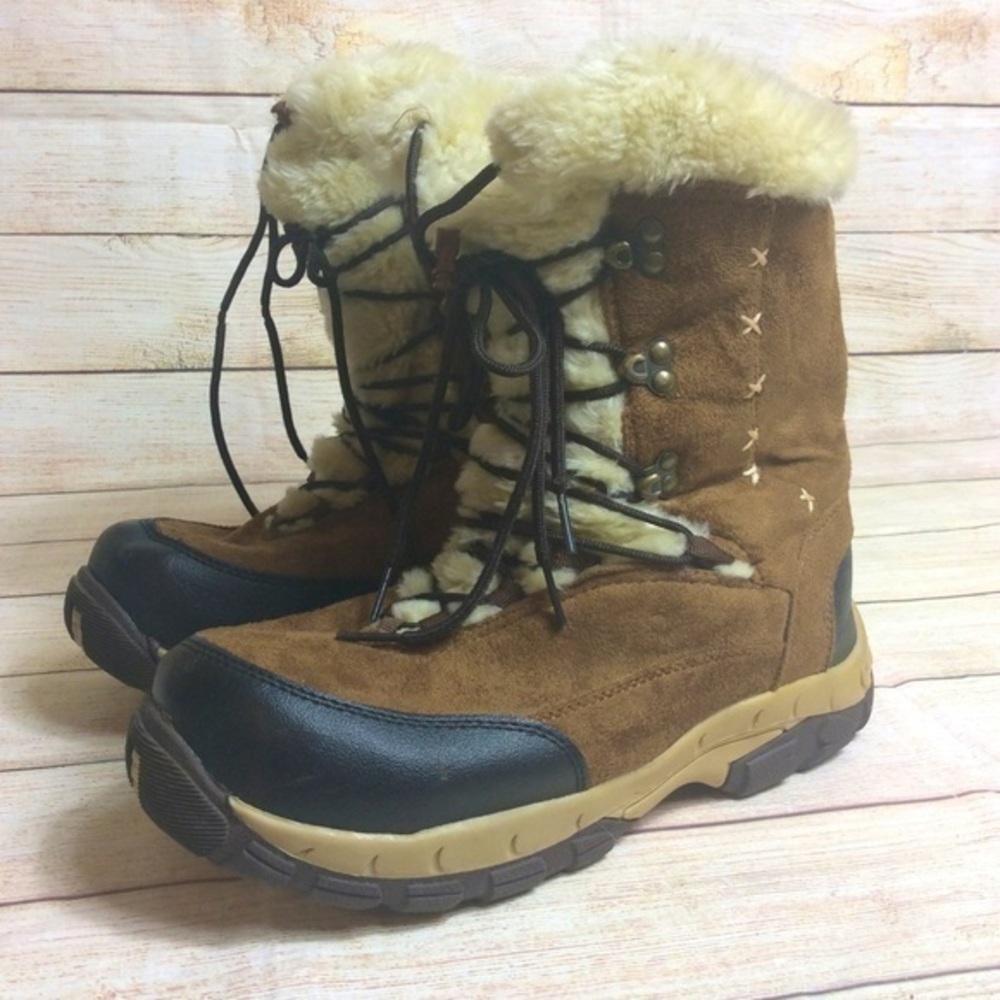 Itasca shearling winter boots Brown leather. Size 10